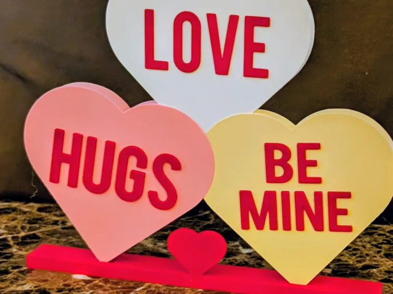 Candy Conversation Hearts with Optional Stand