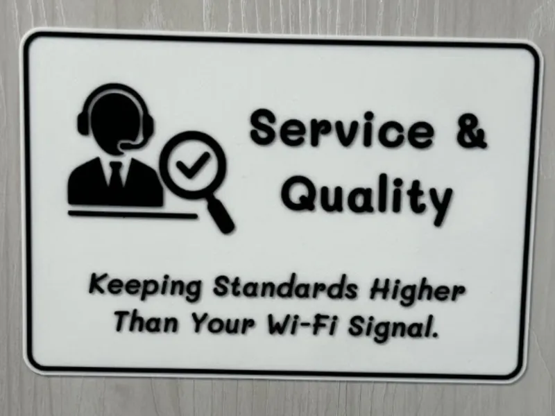 Service and Quality department door sign