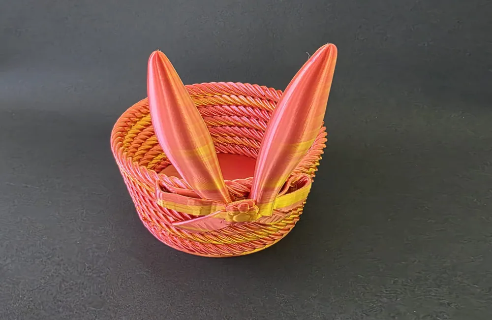 Easter Egg Basket with Bunny Ears - Free 3D Print Model - MakerWorld