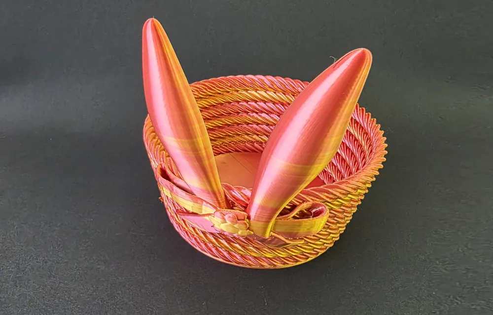 Easter Egg Basket with Bunny Ears - Free 3D Print Model - MakerWorld