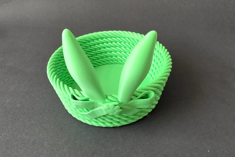 Easter Egg Basket with Bunny Ears - Free 3D Print Model - MakerWorld