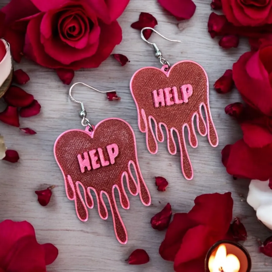 HELP melting heart valentines earrings view 3