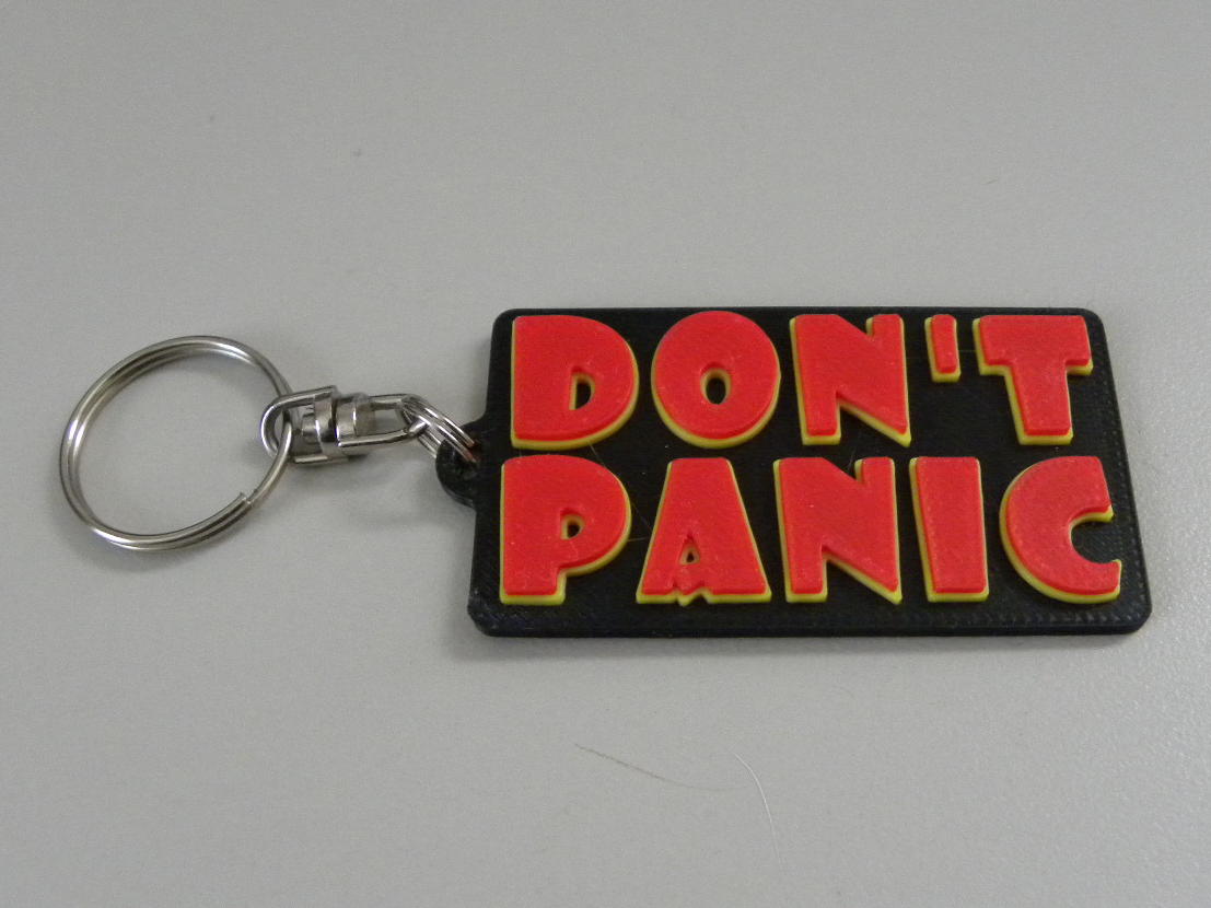 Don't Panic keychain