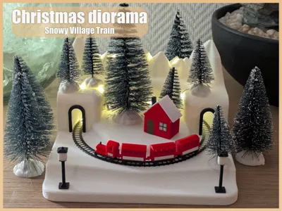 Snowy Village Train - Christmas dioarama