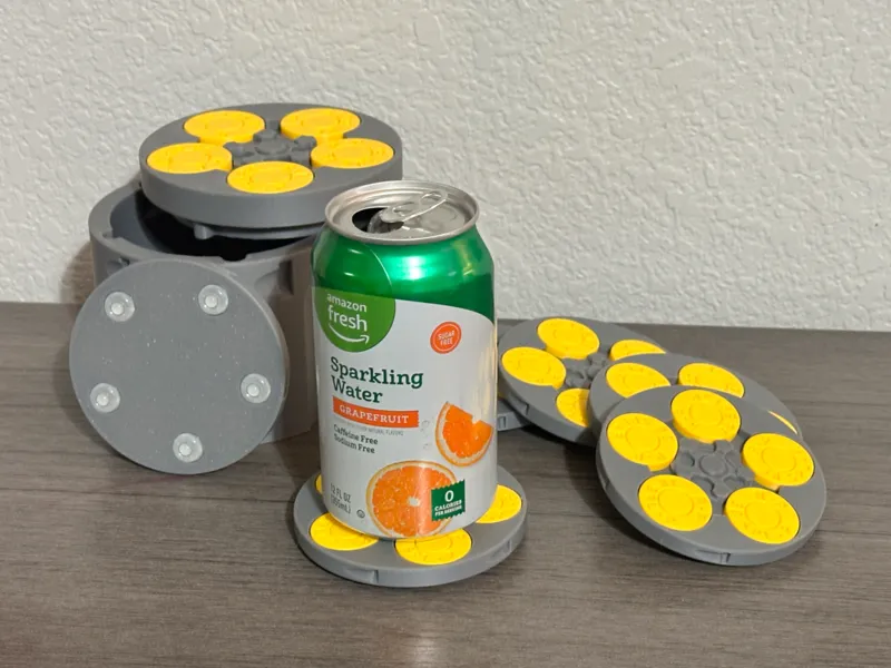 Revolver Cylinder Coaster & Storage Set – 6 Pack
