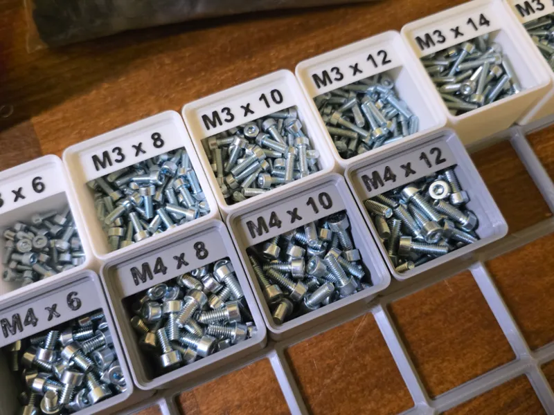 Gridfinity bin 1x1 Screws M3 M4 M5