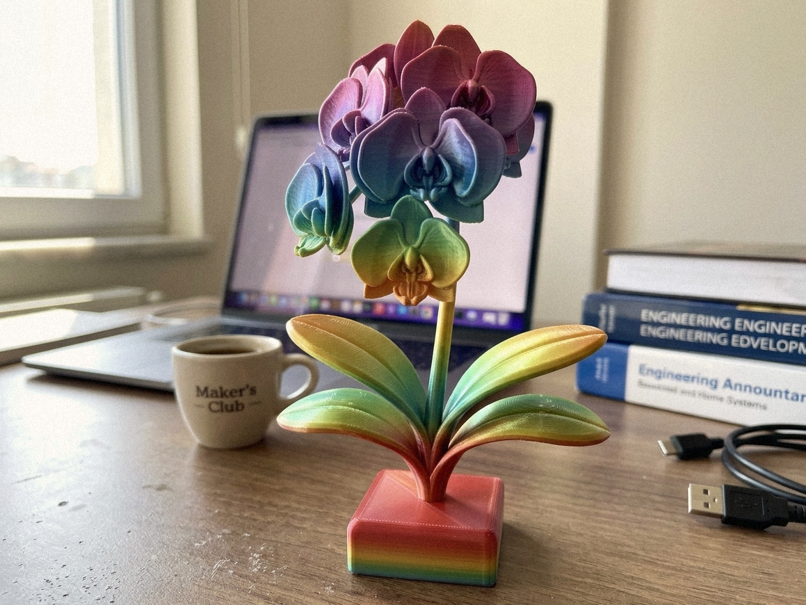 Miniatura 1 do modelo 3D Orchid Flower – Elegant Floral Decor 3D Printing