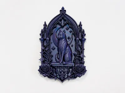 Cat and Crescent Moon Wall Plaque