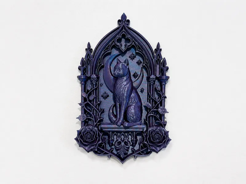 Cat and Crescent Moon Wall Plaque