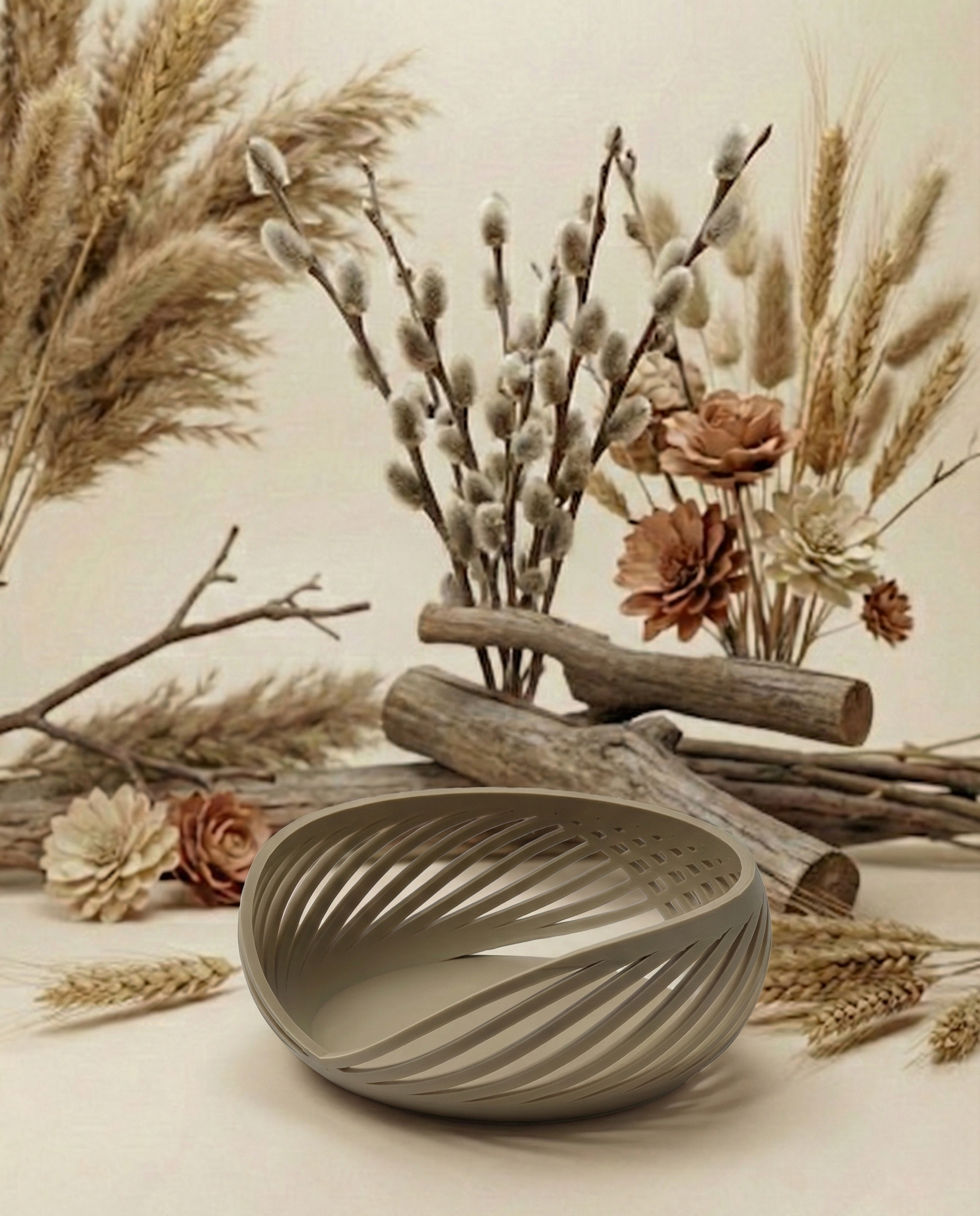Miniatura 1 do modelo 3D Boho Bowl - Modern Spiral Woven Decorative Bowl