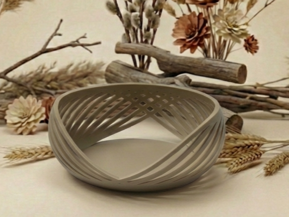 Miniatura 2 do modelo 3D Boho Bowl - Modern Spiral Woven Decorative Bowl