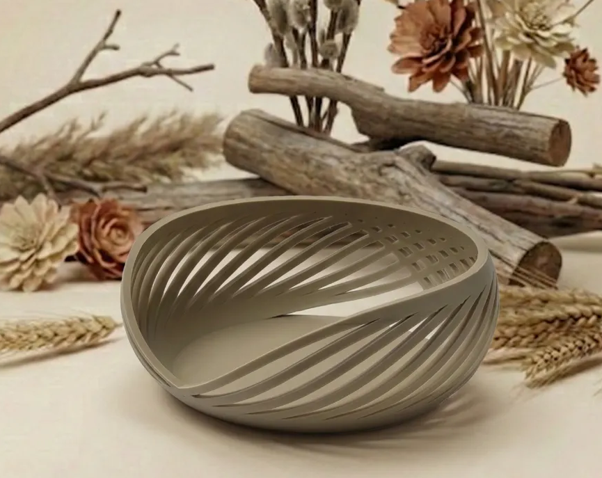 Miniatura 3 do modelo 3D Boho Bowl - Modern Spiral Woven Decorative Bowl