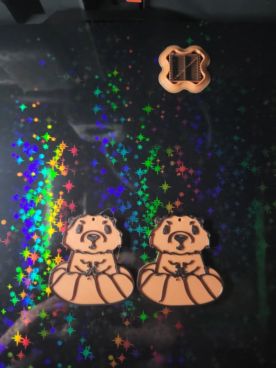 Groundhog earring view 2