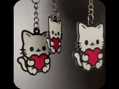 Valentine’s Cat Keychain