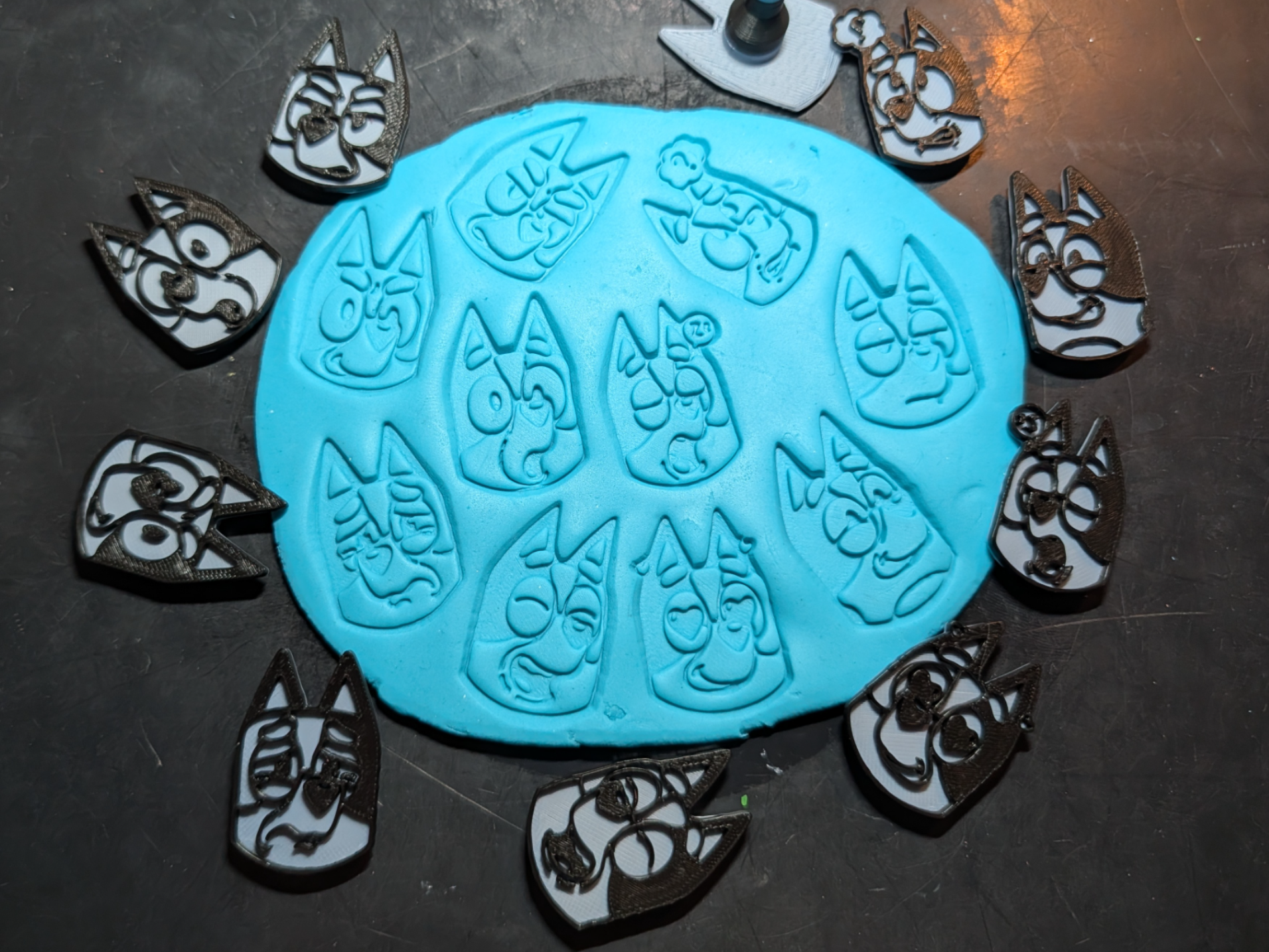 Bluey emotion play doh stamps