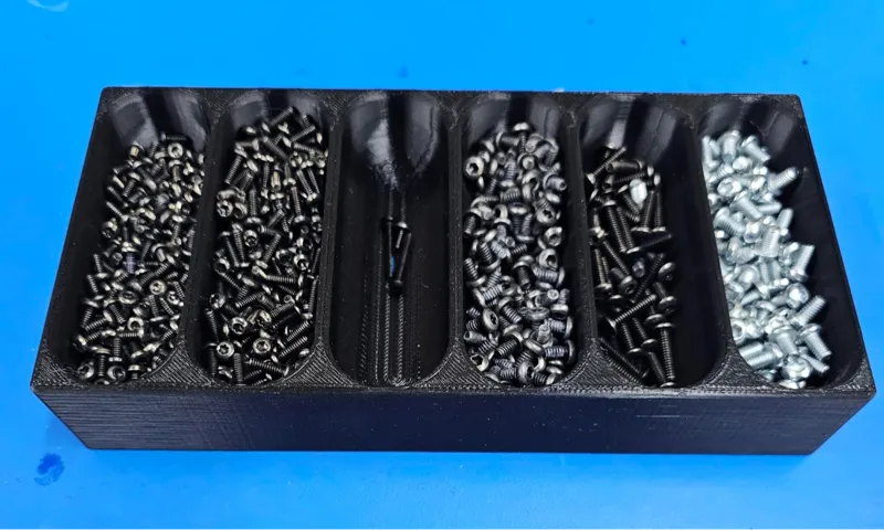 6-bowl storage bin for small screws and parts. 