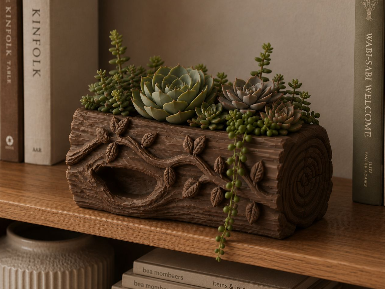 Rustic Woodland Log Planter Succulent Planter