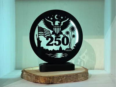 LED Ring Lamp v3 incl. frame with USA 250 Motif