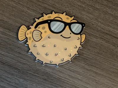 Pufferfish wearing sunglasses