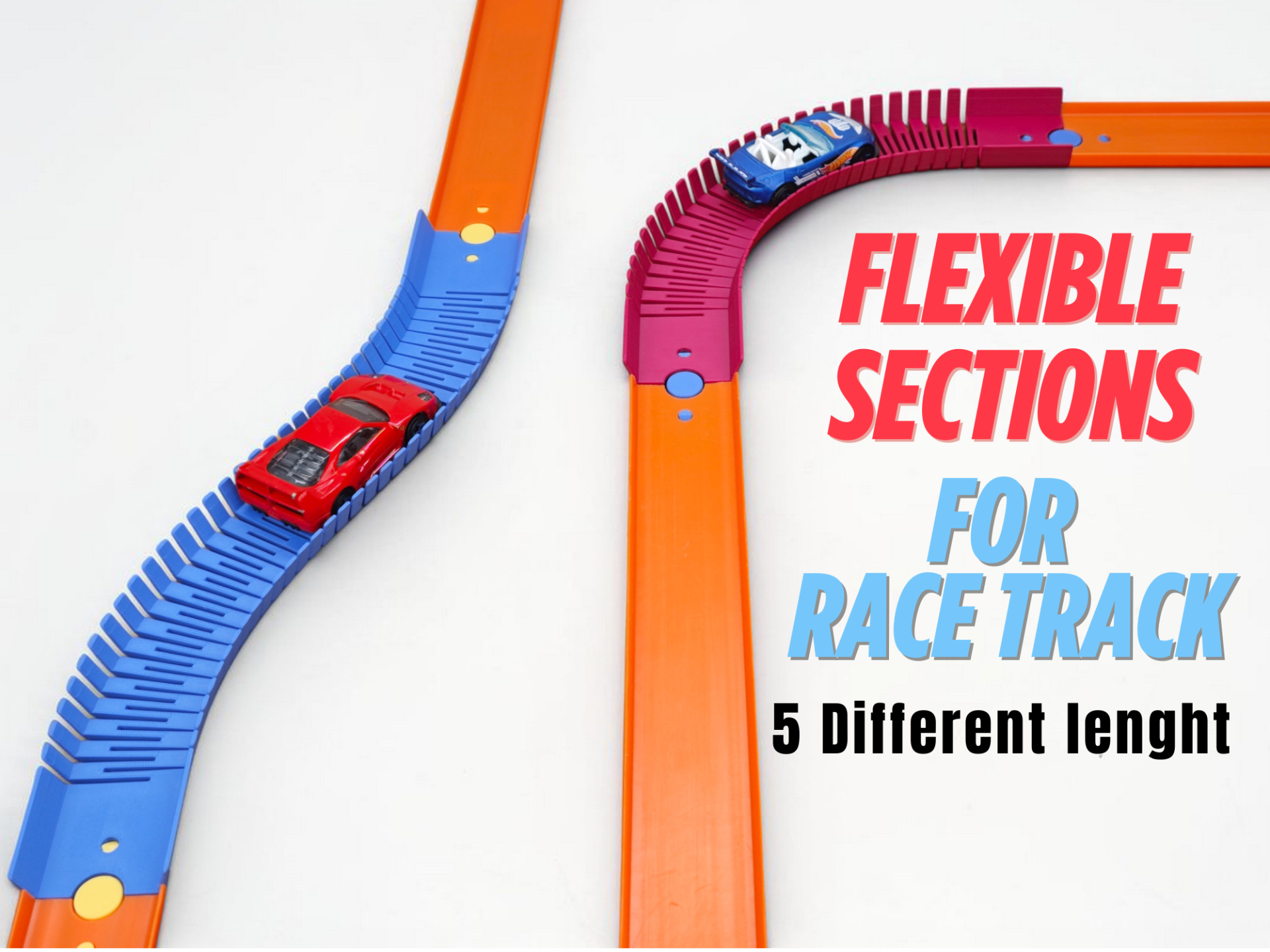 Felxible Modular Toy Track Segments 1:64 Diecast