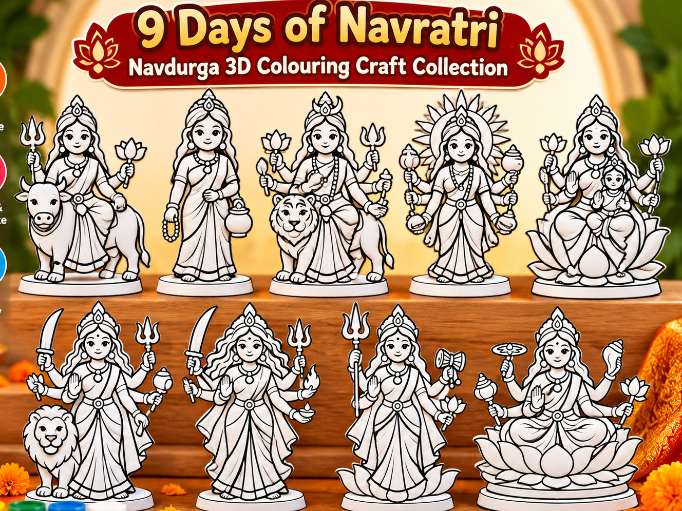 9 Days of Navratri – Navdurga Colouring Craft - 1