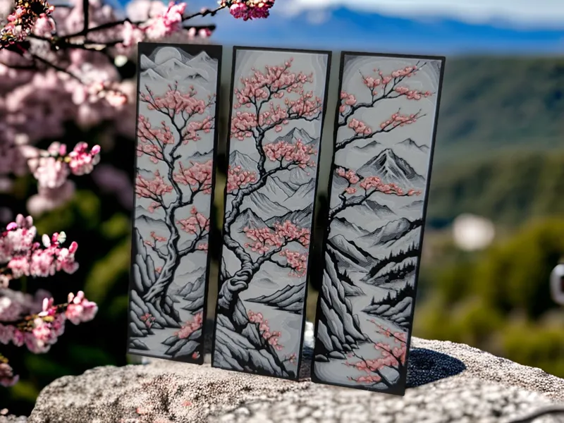 Landscape Bookmark Set HueForge Mount Fuji &Sakura