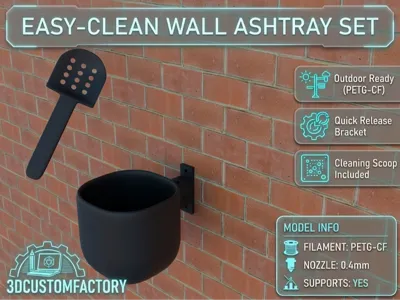 Easy-Clean Wall Ashtray Set
