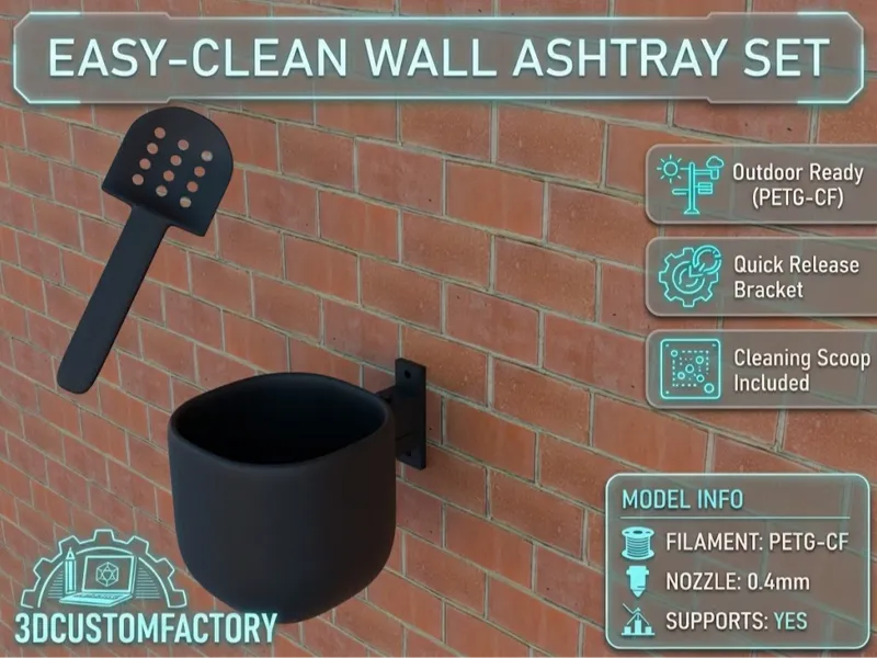 Easy-Clean Wall Ashtray Set 
