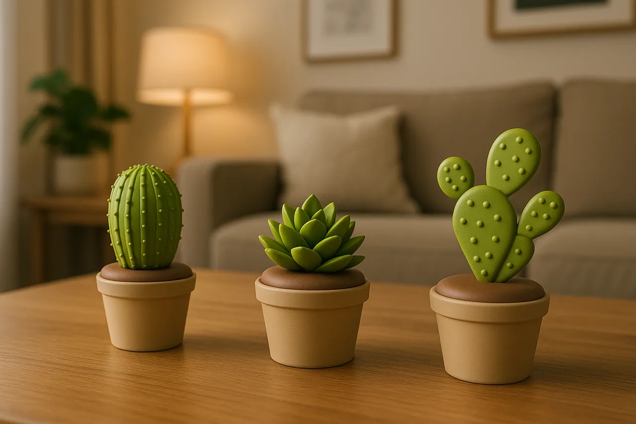 Mini Cactus & Succulent Decorative Storage Pots view 2