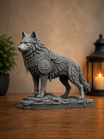 Figura decorativa: Viking Wolf – Norse Guardian Statue — vista de referencia 2