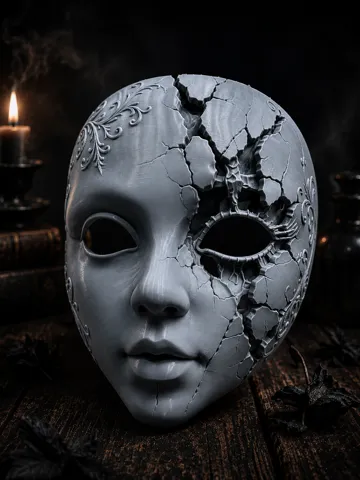 Pieza para disfraz o exhibición: Shattered Porcelain Doll Mask — vista de referencia 2