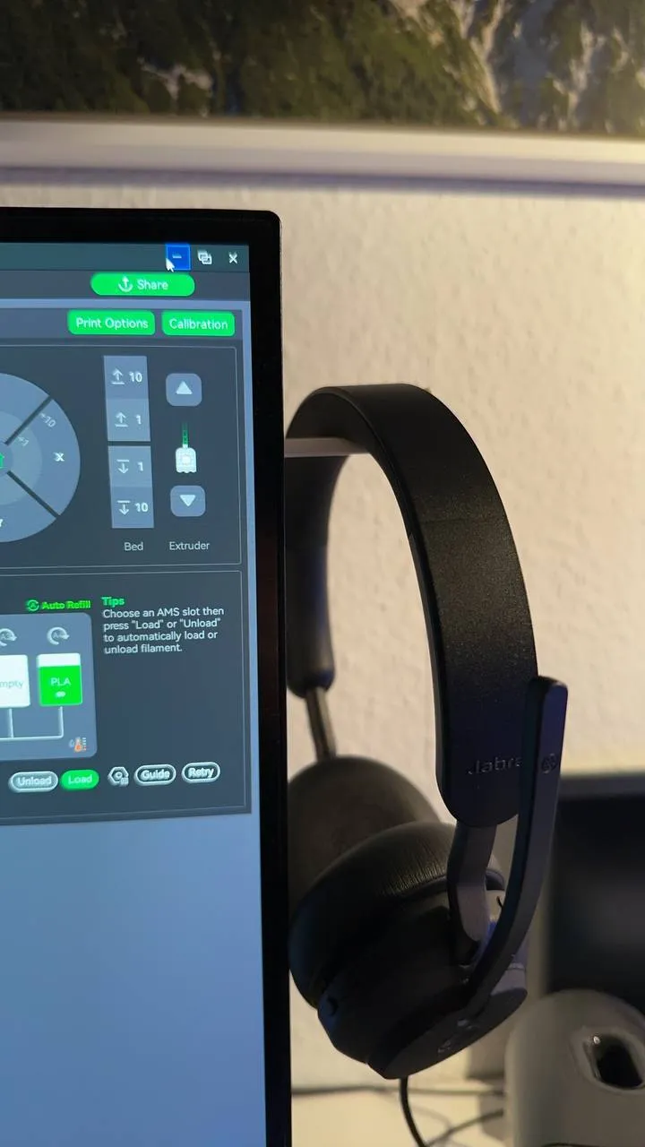 Simple Headset Hanger - Behind Monitor