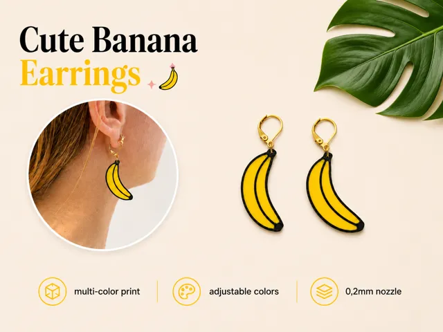 Cute Banana Earrings – Multi-Color Print
