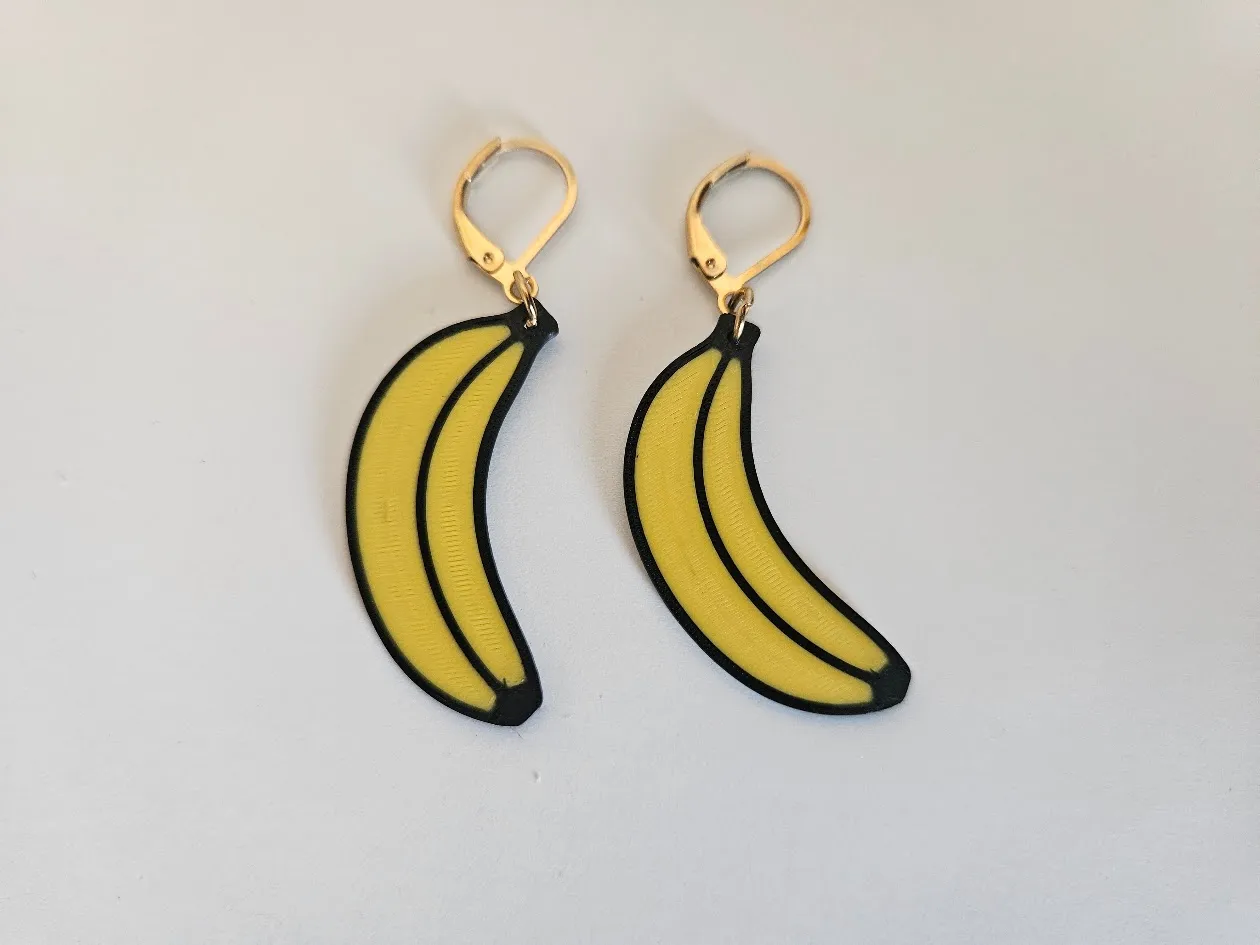 Cute Banana Earrings – Multi-Color Print view 2