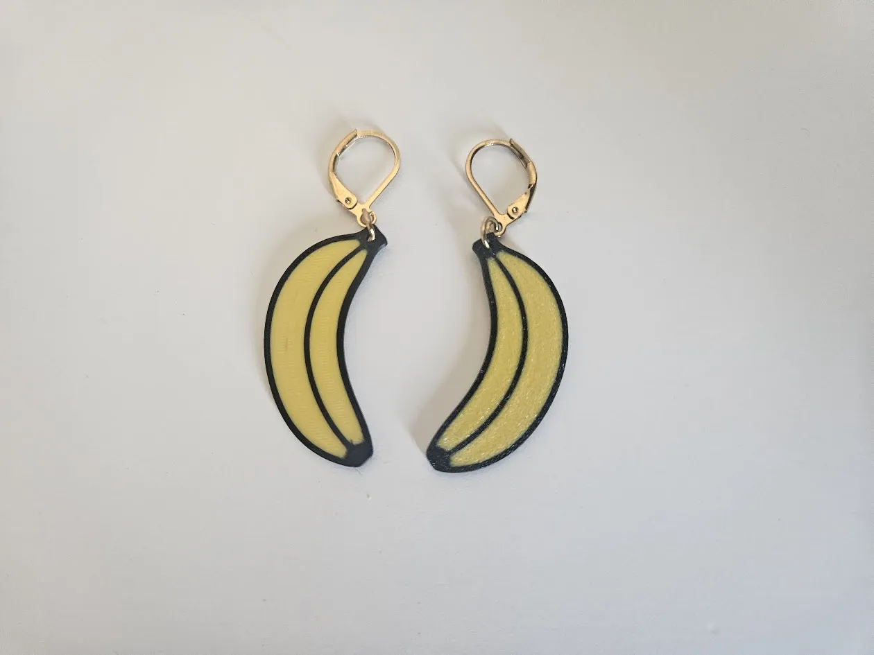 Cute Banana Earrings – Multi-Color Print view 3