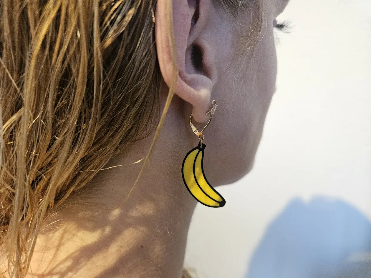 Cute Banana Earrings – Multi-Color Print view 4