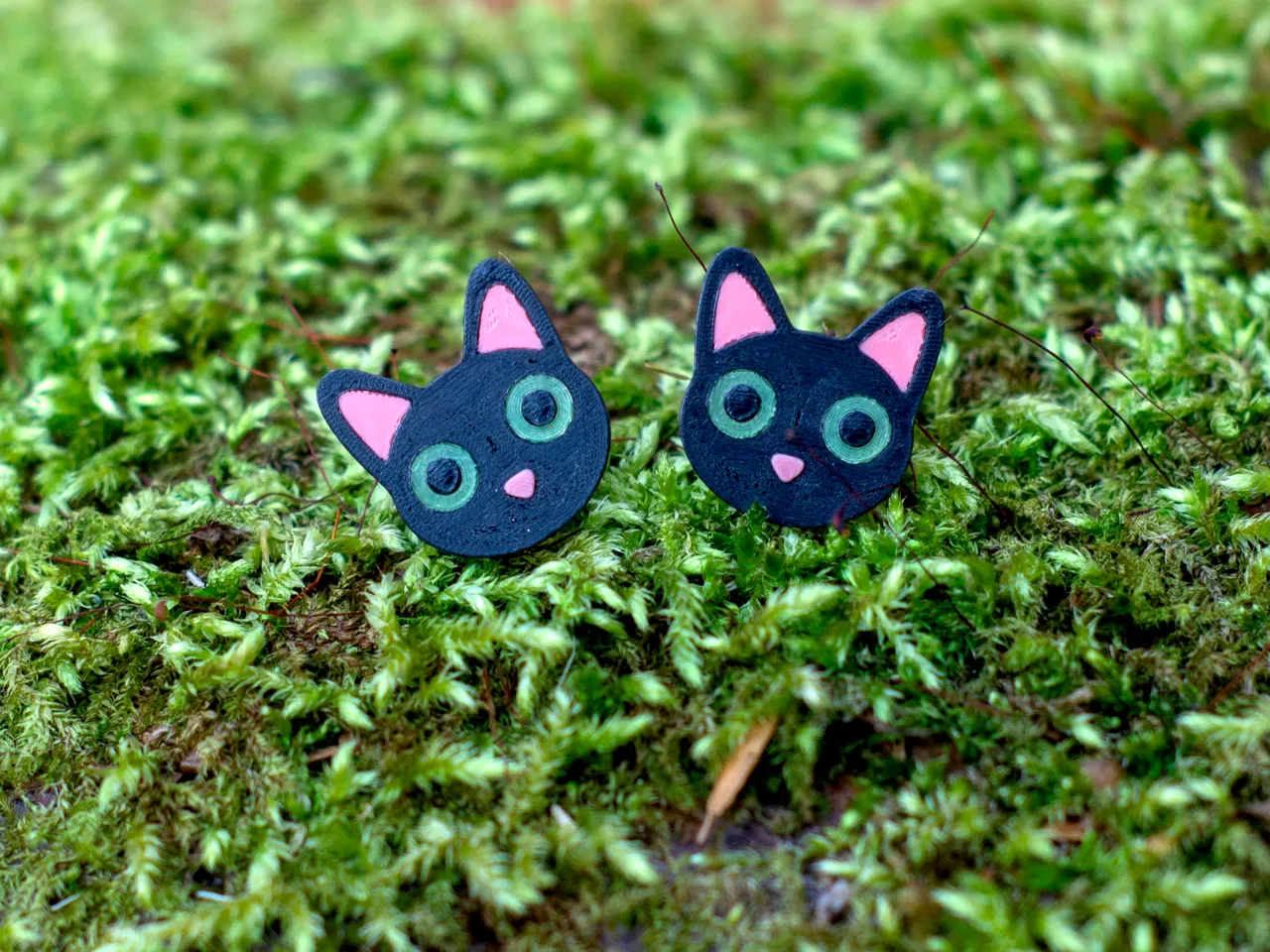 Black Kitty Stud Earring view 2