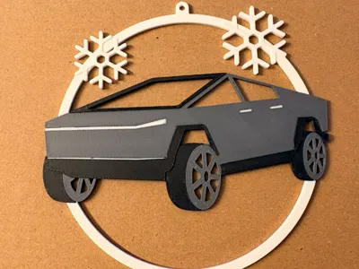 Tesla Cybertruck Christmas tree ornament