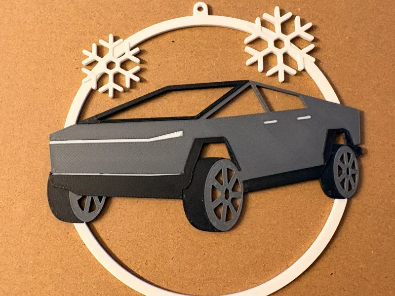 Tesla Cybertruck Christmas tree ornament
