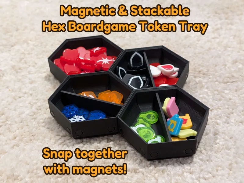 Hex Boardgame Token Tray Magnetic&Stackable 6cm