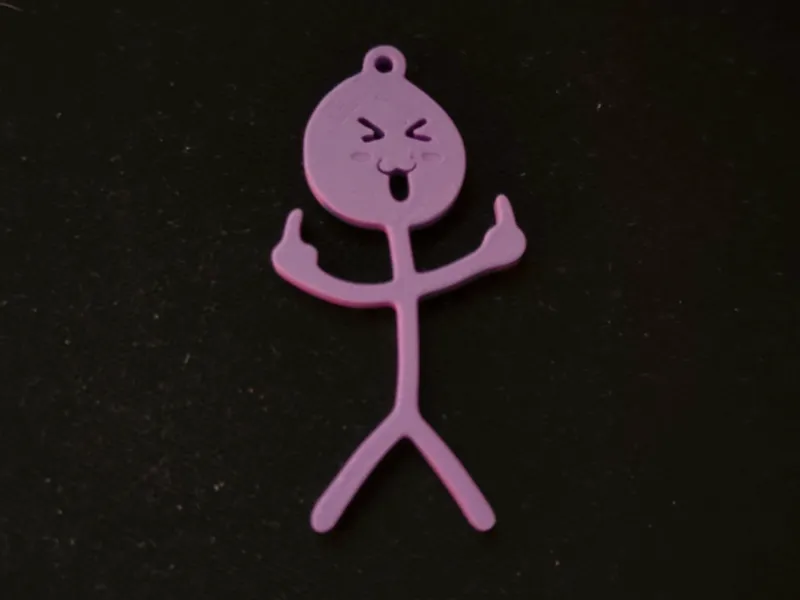 Middle finger kawaii stickman keychain