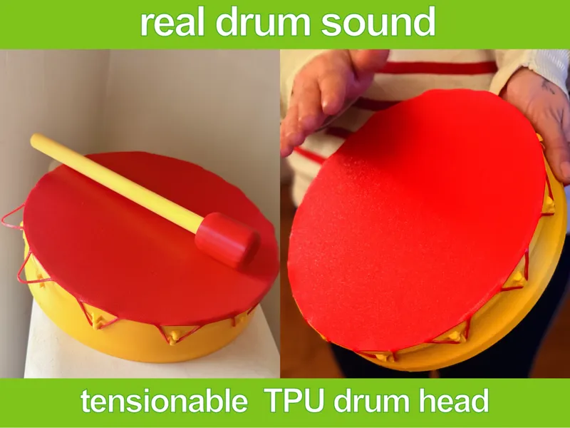 Frame Drum with tensionable TPU drum head + beater