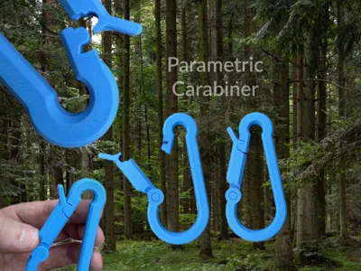 Carabiner - Print in Place - Parametric