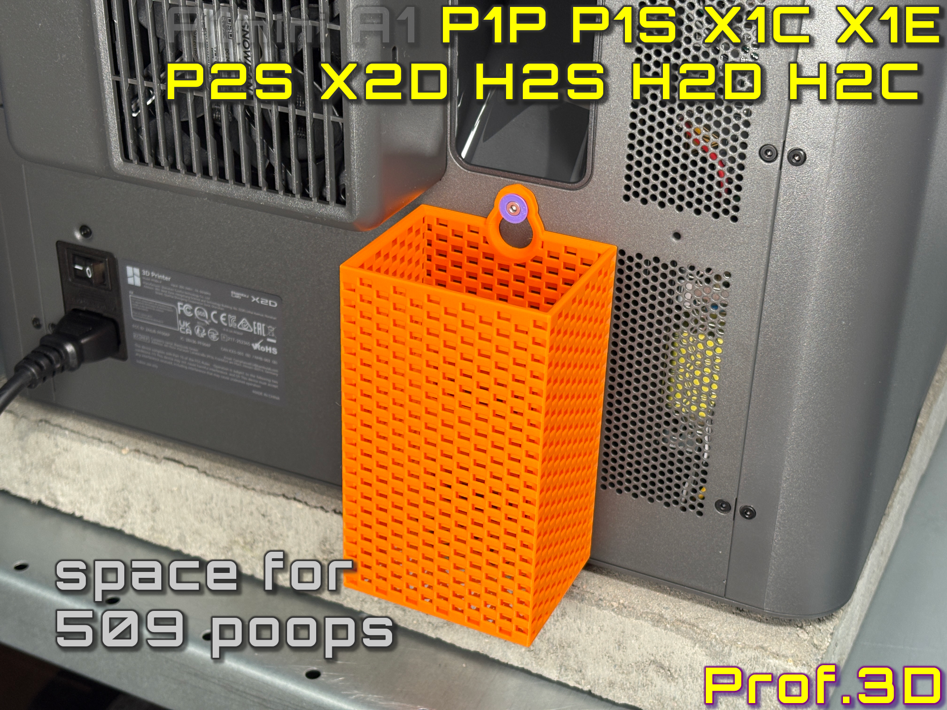 Small Hang On Purge Bin ⧸ X2D and P2S Compatible