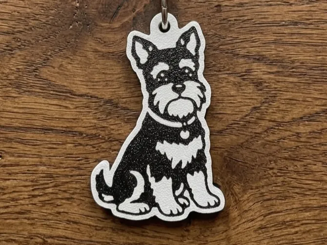 Schnauzer Keychain - Stylized Black & White