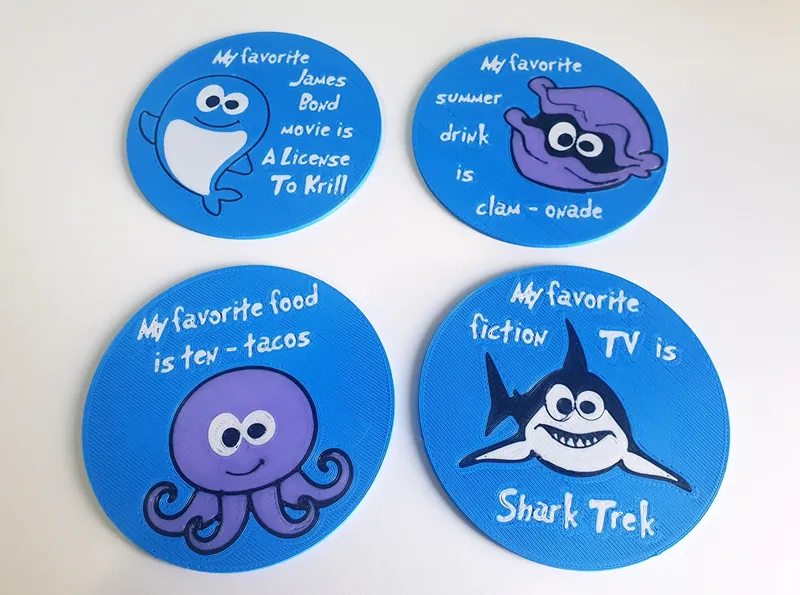 Funny coaster sea animals