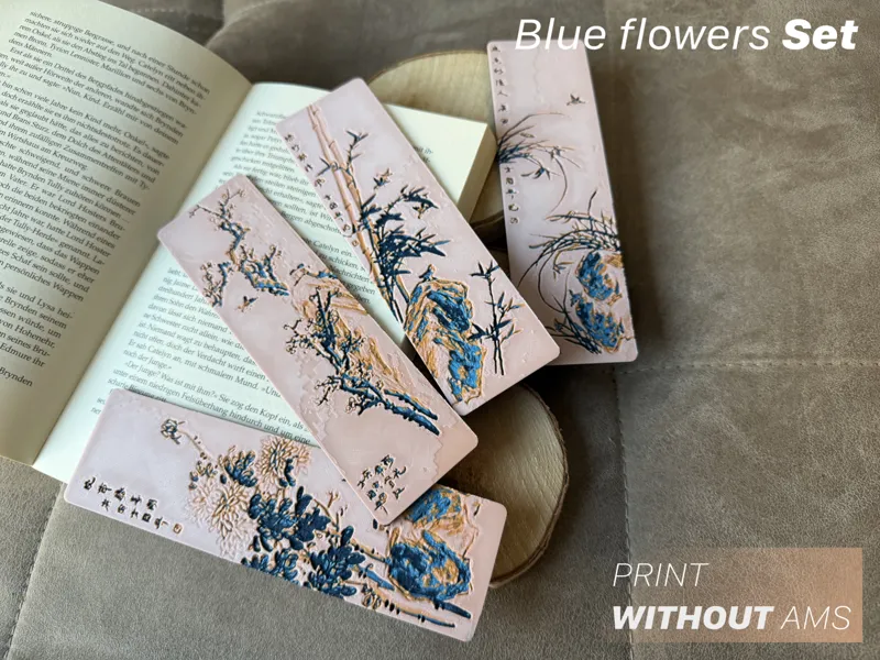 Blue Flowers Set – Elegante Lesezeichen Kollektion