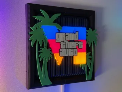 GTA VI Neon Style Wall Panel / LED Optional