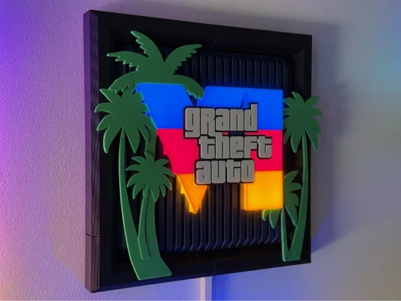 GTA VI Neon Style Wall Panel / LED Optional