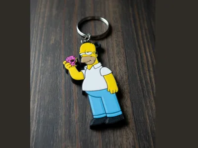 Homer Simpson donut keychain